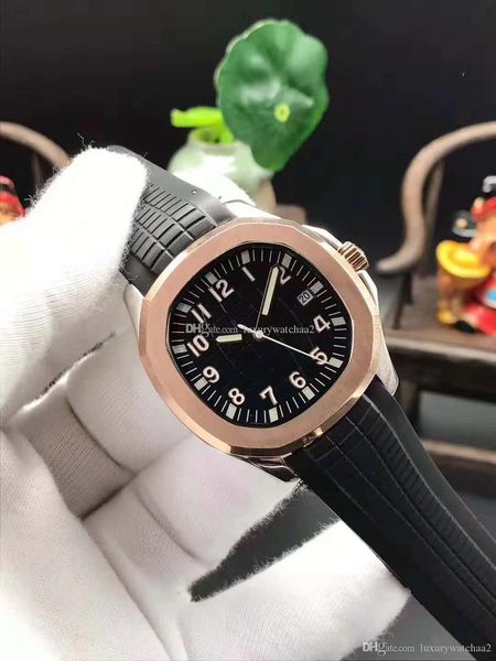 

luxury mens watch nautilus 5167 5168 aquanaut automatic mechanical rubber band transparent back blue dial men watches male wristwatch, Slivery;brown