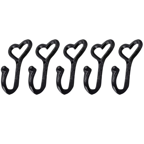 

5pcs love heart coat hooks cast iron wall mount hat hook farm ranch vintage antique