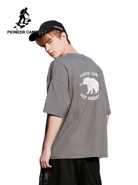 

pioneer camp brown bear t shirt summer oversized printed t-shirt cotton streetwear short sleeve tees european size adt901063, White;black
