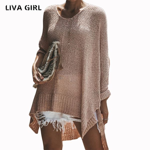 

large size loose pink sweater women solid long batwing sleeve crocheted pullovers fashion women's clothing streetwear, White;black