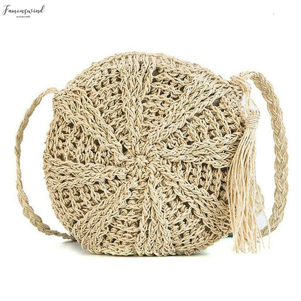 

2020 new round straw bag womens shoulder bag zipper fashion hand woven rattan bag bohemian beach