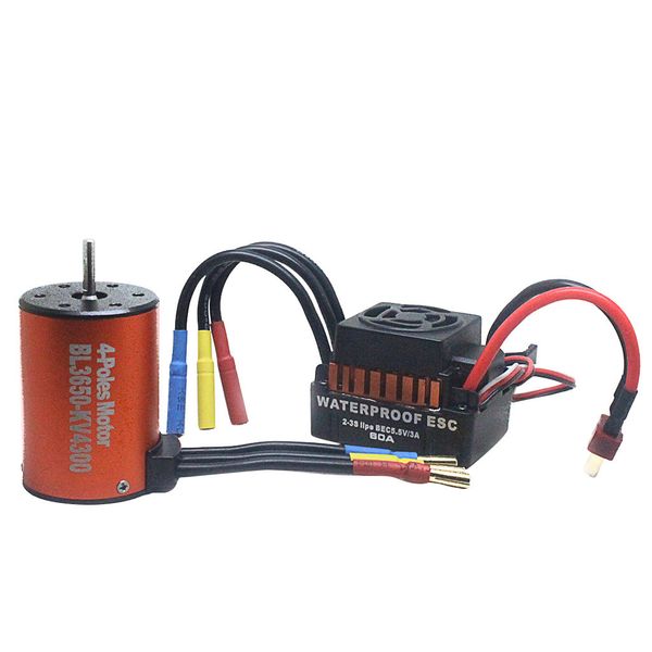 

waterproof b3650 4300kv brushless motor w/ 60a esc combo set for 1/10 rc car rc car accessories rc parts high quality