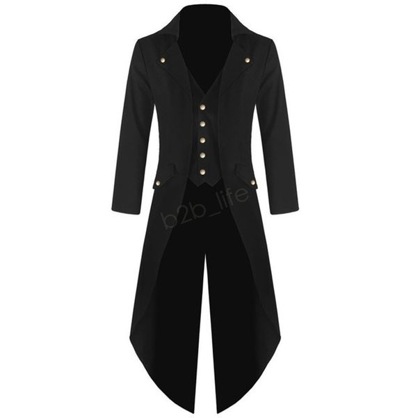 Giacche da smoking alla moda Frac Steampunk Uniformi da performance gotiche Abiti da festa Cosplay Cappotto con coda di rondine Blazer Plus Size LJJA2876