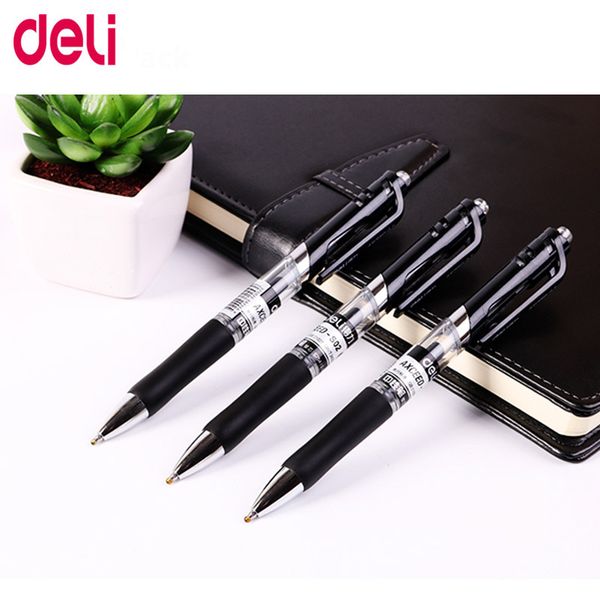 

deli 3pcs gel pen 3 pcs 0.7mm office supplies stationery gel pens for students writing black pen refills