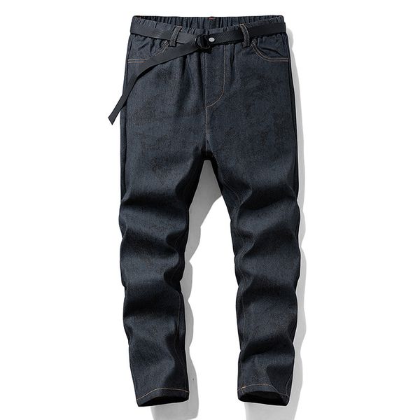

new men clothes autumn men's jeans japanese solid color tide stretch jeans men's print straight casual pants men, Blue