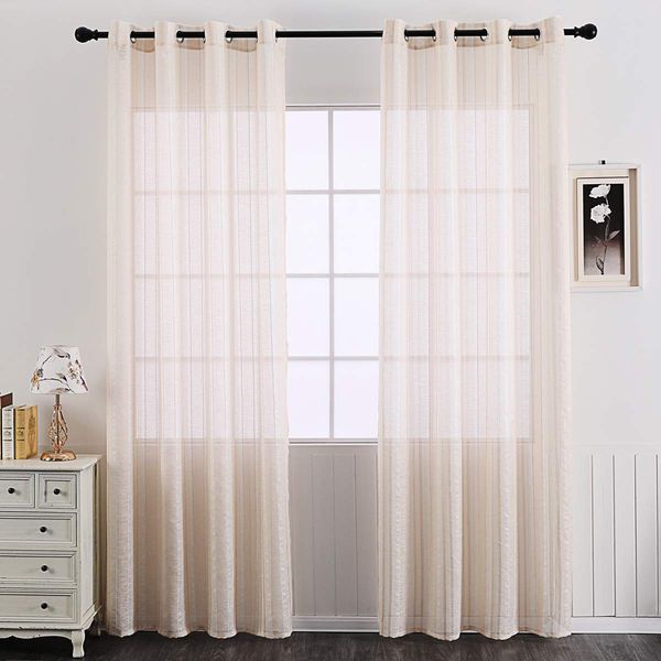 

ярл дом semi sheer шторы 2 панели grommet top window лечение нашивки sheer занавес для гостиной, спальни и кухни