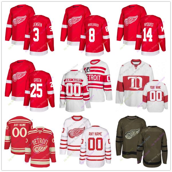 

Nick Jensen Justin Abdelkader Gustav Nyquist Mike Green Jersey 2019 Men Women Youth Kid Winter Classic Detroit Red Wings Salute to Service