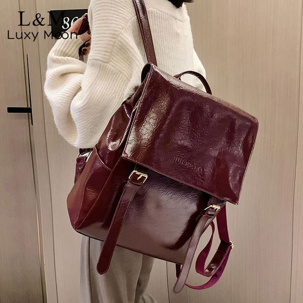

vintage women leatherette backpack female shoulder crack bag fashion ladies school bags college leather backpacks mochila xa591h