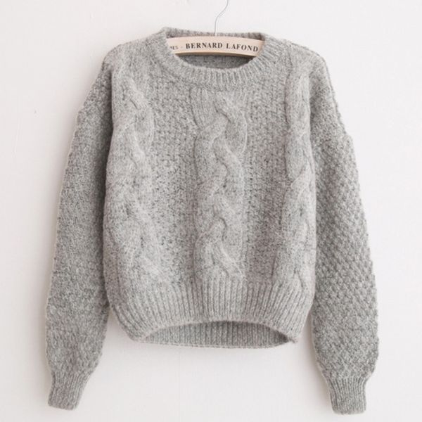 

2020 новый crewneck мохер пуловер twist прицепные перемычки осень вязаные свитера рождество женщины теплые пуловеры и прыгуны, White;black