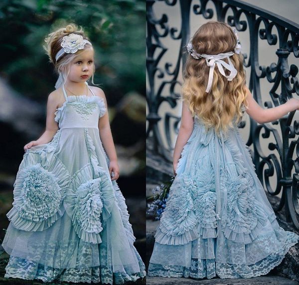 

2019 симпатичные dollcake девушки цветка платья особый случай для свадьбы ruffledfloor длина кружева партия причастие платье для малыша 115, White;blue