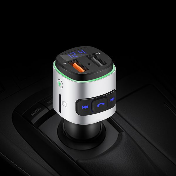 

qc 3.0 charger fm transmitter aux modulator bluetooth 4.2 wireless car radio adapter tf usb mp3 player with ambient light