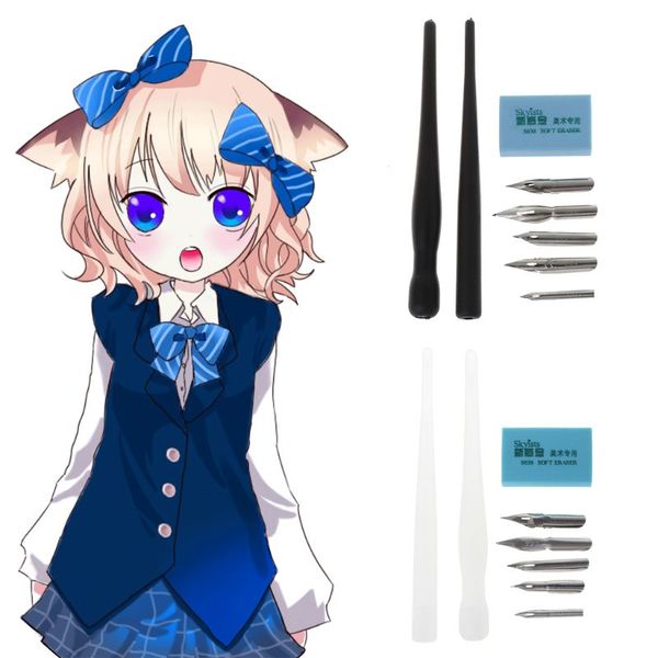 

dip pen set with 5 nibs and 1 drawing eraser manga dip pen holder set comic drawing painting tools kit calligraphy