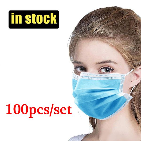 

синий 3-слойный фильтр одноразовые маски для лица нетканые маски для рта pm2. 5 анти-загрязнение анти-пыль унисекс защитная безопасность быс