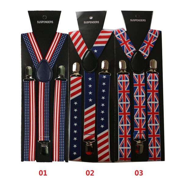 

new fashion 2.5cm/1inch england flag pattern suspender clip-on braces elastic slim suspender y- back suspenders gullas, Black