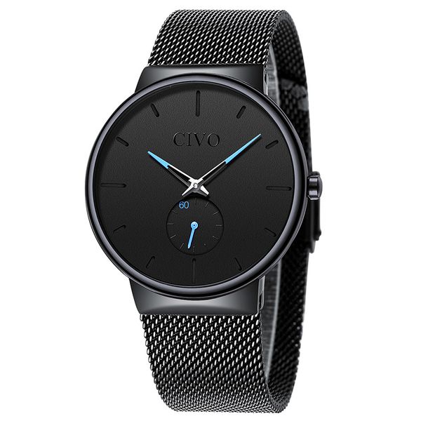 

civo relogio masculino mens watches analog fashion casual sports quartz wristwatches watch for men gift waterproof clock 8112, Slivery;brown