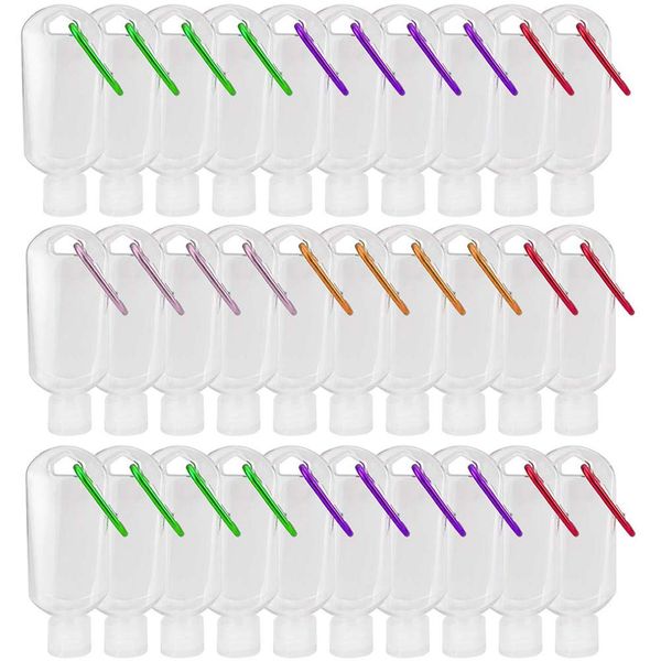 

30ml/50ml/60ml travel plastic clear keychain hand sanitizer bottles, refillable empty bottles portable squeeze containers with flip cap