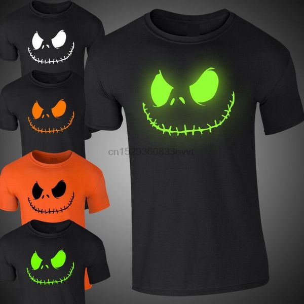 

smiling jack tshirt glow in dark tee spooky scary halloween fancy dress gift, White;black