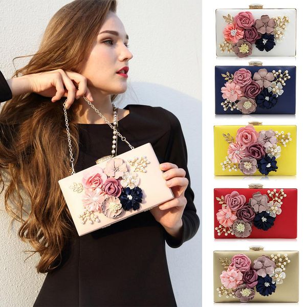 

banabanma women elegant flowers beaded diamante handbag with chain for banquet