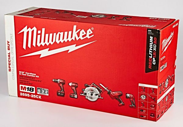 

Milwaukee 2695 25cx m18 lithium ion 5 tool cordle combo kit new