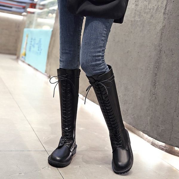

overknee boots winter women shoes over knee boots women booties woman long boot schoenen vrouw bottines botas para mujer, Black