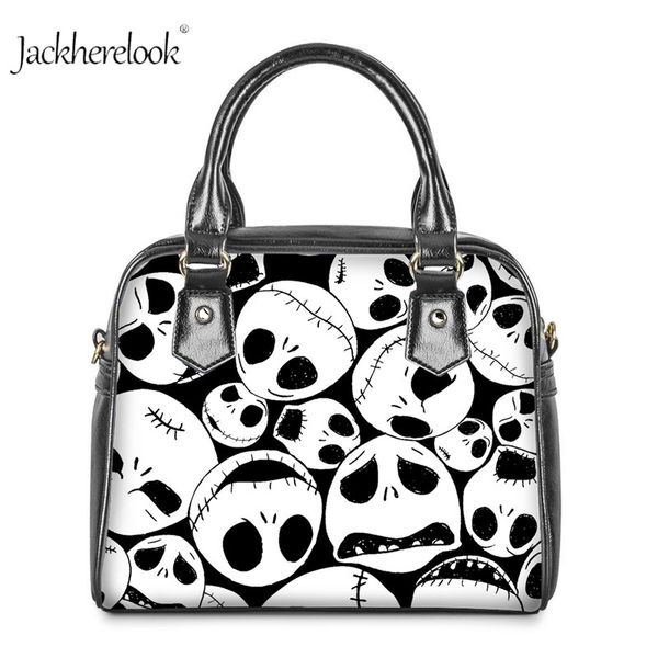 

jackherelook the nightmare before christmas print women shoulder bag lady's shopping bag pu leather handbag women crossbody