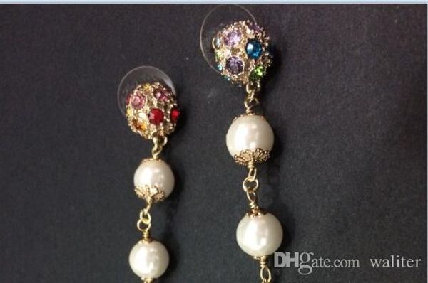 

classic flower long earrings luxury color crystal drop earring for women jewelry fashion earrings with flannel bags for jewelry gift, Silver