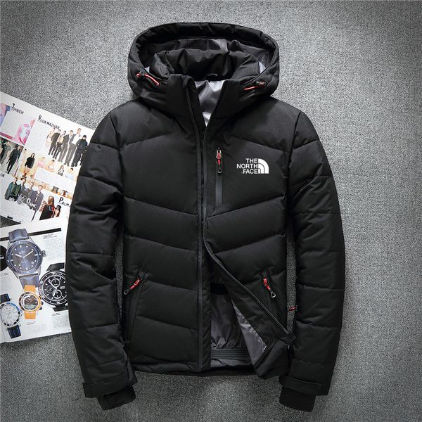

2019 winter down jacket zipper hooded windproof warm down jacket ca ual outdoor port down jacket, Black
