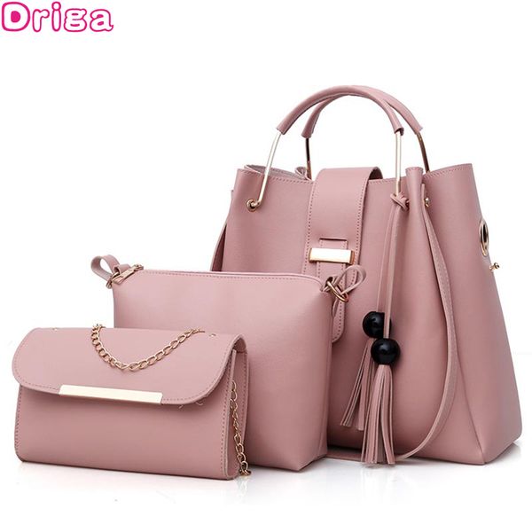 

driga tassel women bag handle bags female 2020 women messenger bags handbag set pu leather composite bag