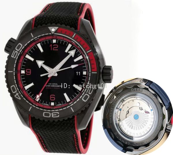 

luxury watch ceramic bezel 600m bond 007 axial plan ocea deep black watch automatic movement 46mm rubber master band wristwatch, Slivery;brown