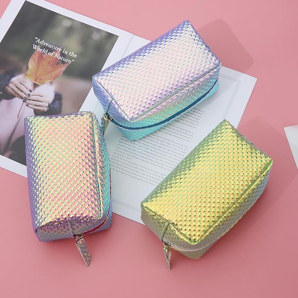 

new arrival leather women cosmetic travel bag laser trousse de toilette homme make-up bag toilet women organizer borsa