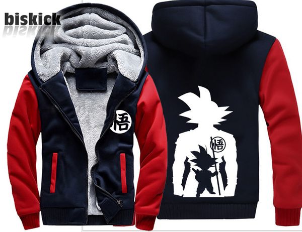 

мода goku saiyan круто золотой принт одежда мужчины женщины теплая толстая куртка зима теплая бархатная толстовка топ толстовки, Black