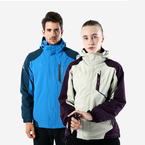 

new winter coat women rain windbreak softshell waterproof jacket men warm heated fleece jacket outdoor hiking camping sportwear, Blue;black