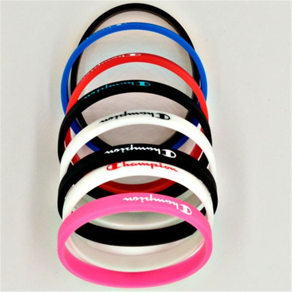 

champions letters wristband silicone sports bracelet champi designer rubber bracelet lovers creative gift boy basketball wristband fj528-2, Red;brown