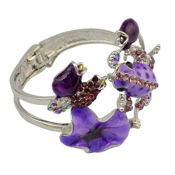 

браслет vintage lady браслет посеребренной цветка rhinestone мода национального стиль эмаль глазурь frog манжета для женщин, Golden;silver