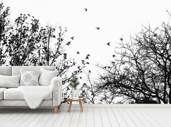 

self-adhesive] 3d black plants and birds 16126084 wall paper mural wall print decal murals