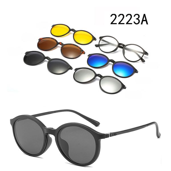 

new magnetic clip on pc frame eyeglasses polarized glasses lens 5 pieces a set sunglasses lens with colors, White;black