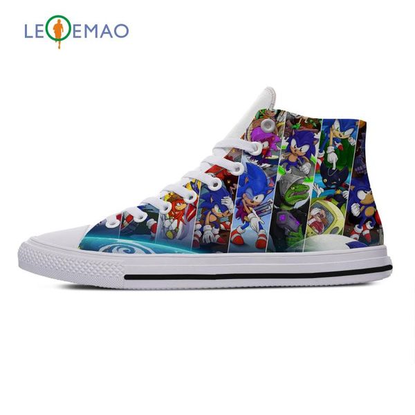 

men and women canvas sneakers sonic the hedgehog high canvas shoes of white sport shoes man