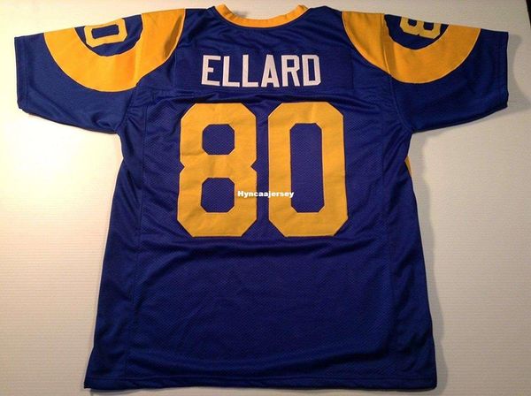 

retro custom sewn stitched #80 henry ellard blue mitchell & ness jersey high-end men's football jerseys college ncaa, Black;red