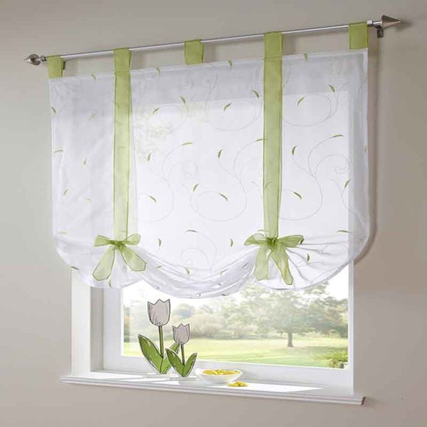 

1pc modern perspective roman tulle voil curtains for living room balcony window screening short kitchens curtains 5 colors