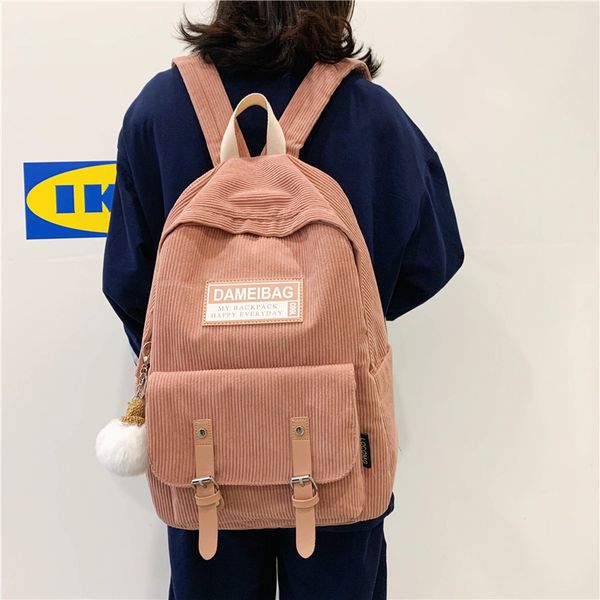 

женщины рюкзак вельвет дизайн школьные рюкзаки для девочек-подростков симпатичные fur ball рюкзака путешествий плечо сумки mochila ранцевые