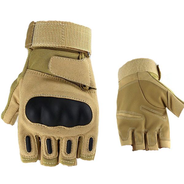 

outdoor sports hard knuckle army tactical gloves men motorcycle hiking cycling bicycle anti-slip gloves half finger, Black