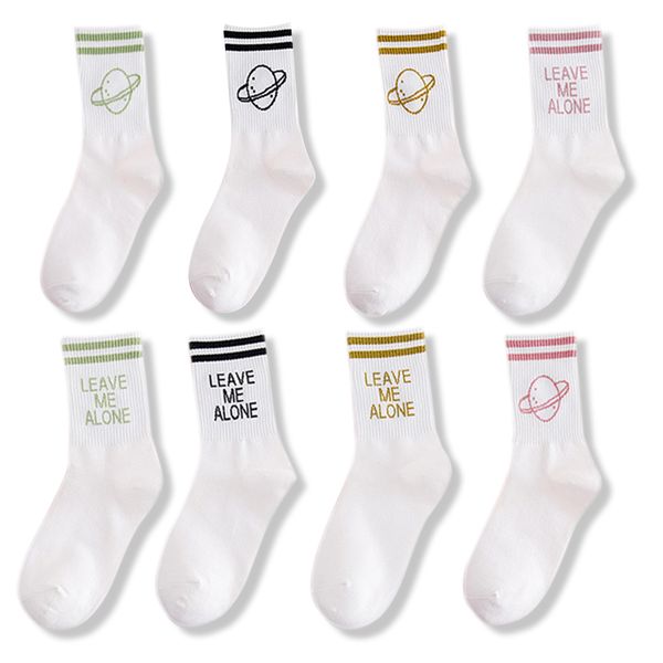 

2019 autumn winter socks women knitted cotton cartoon cute socks letter harajuku ladies thick white warm letter stockings, Black