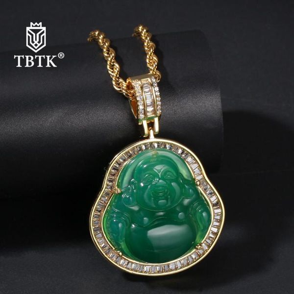 

tbtk mini green buddha figurines pendant women gold silver color gem necklace fashion jewelry new style dropshipping
