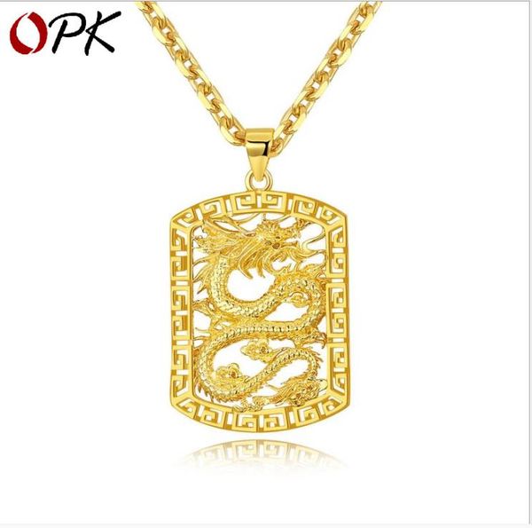 

gold-plated men's atmospheric pendants domineering boss hollow dragon necklaces, Silver