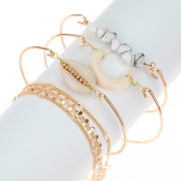 

shiny women bracelets fashion circle crescent wristlet moon ethnic style bracelet ornaments 6 pieces trendy bracelets wristbands, Black