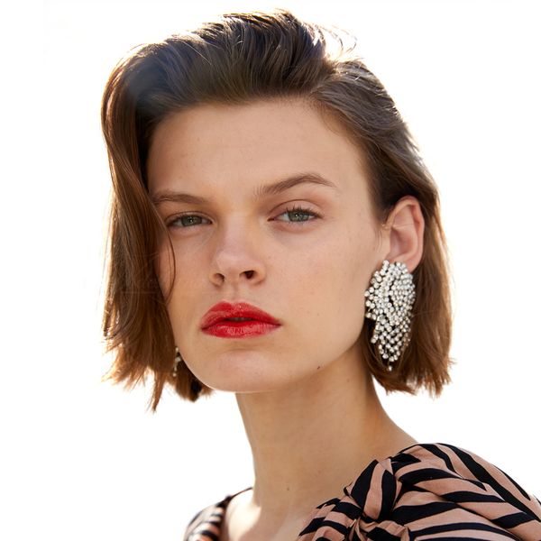 

vodeshanliwen new design rhinestone tassel earrings bohemian big stud earrings for women fashion jewelry, Golden;silver