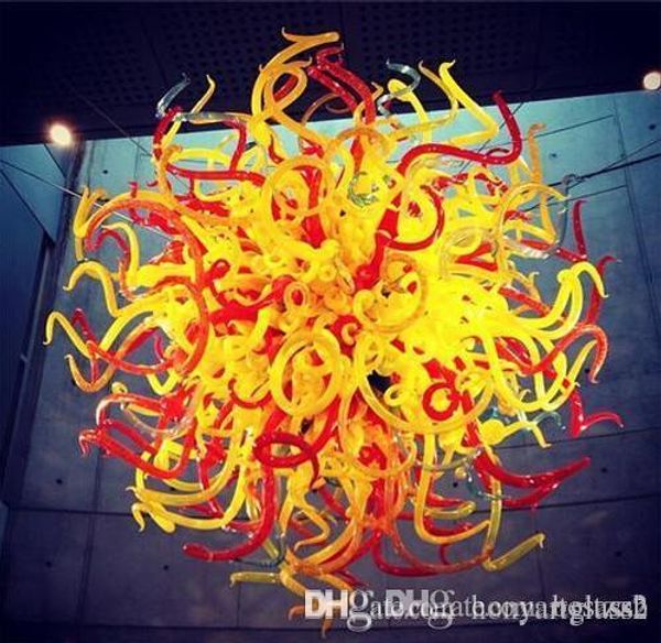 

china factory-outlet murano glass chandelier with yellow and red color l decor crystal art chandelier