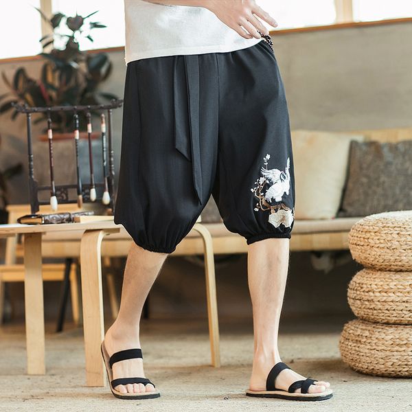 

men's harem pants summer leisure sweatpants male chinese style large size 2020 new streetwear mens casual pants dropshipping, Black