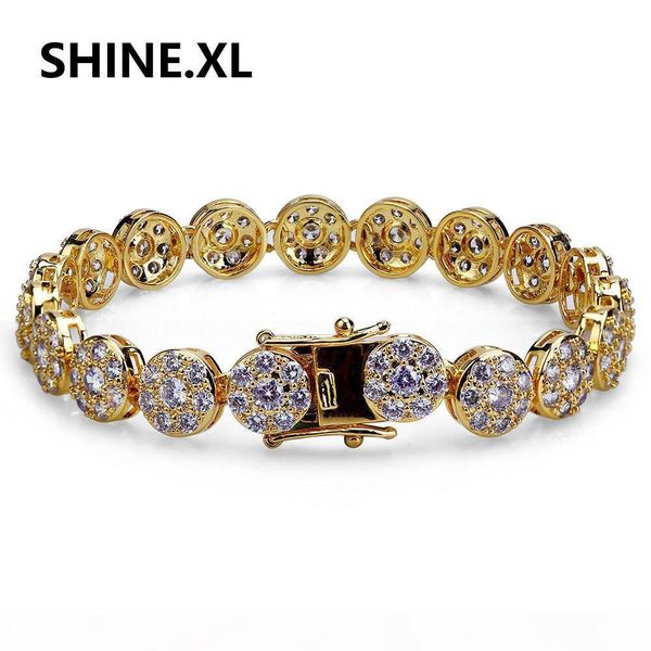 

hip hop iced out copper gold color plated round zircon bracelets elegant style gift for wedding party birthday, Black