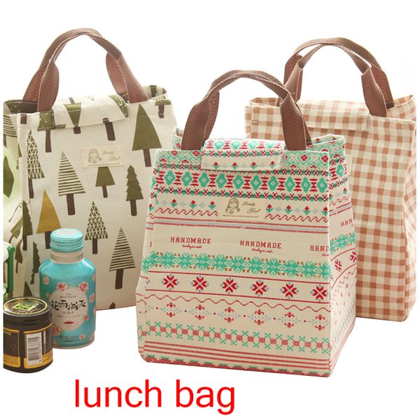 

lunch bags insulation eat convenient waterproof canvas hand-held big size suitable for ladies mens girls drop ship school cute, Blue;pink